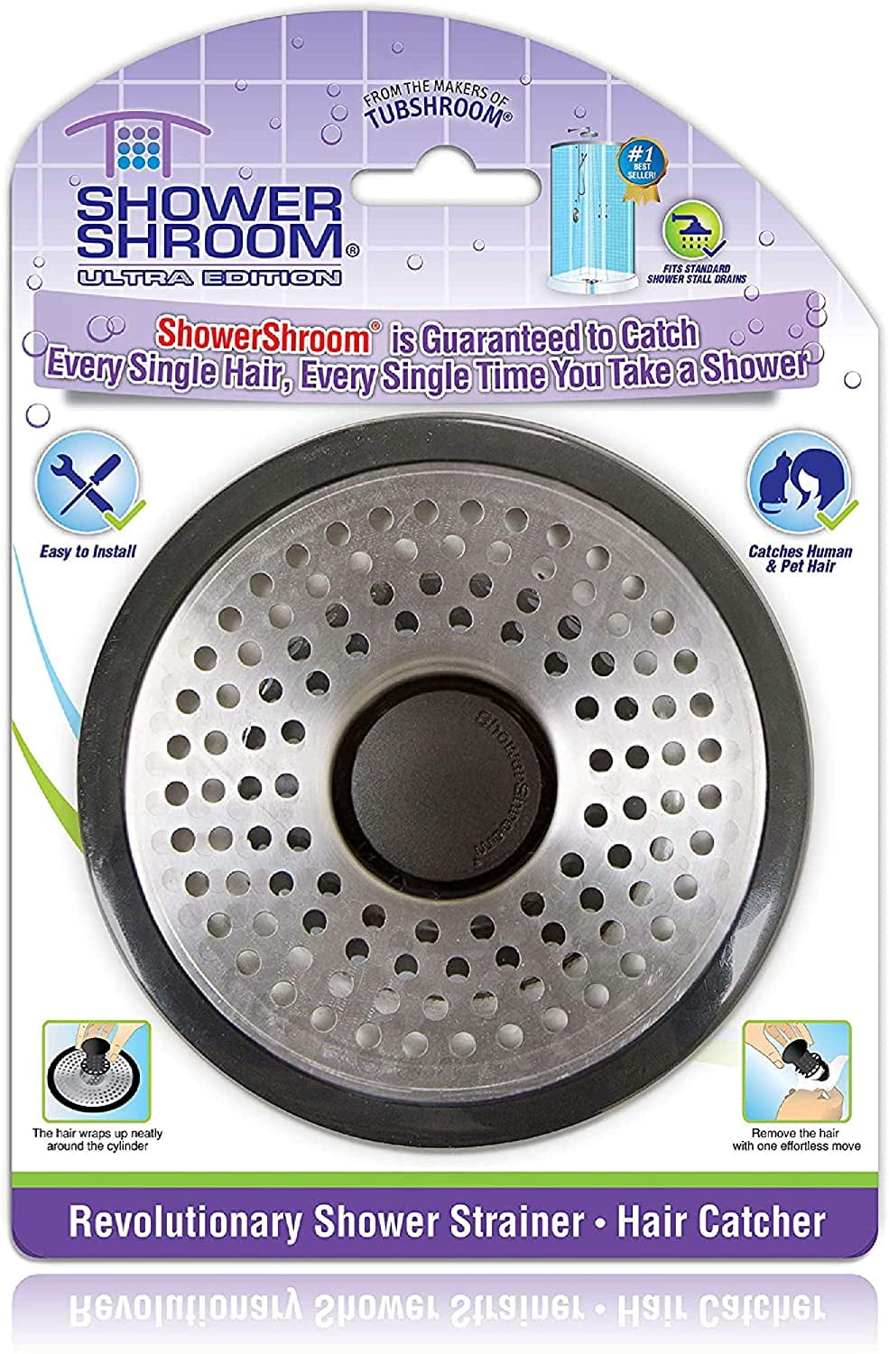 1.75 in. - 3 in. Walk-in Shower Stall Drain Protector Hair Catcher  Stainless Steel Finish
