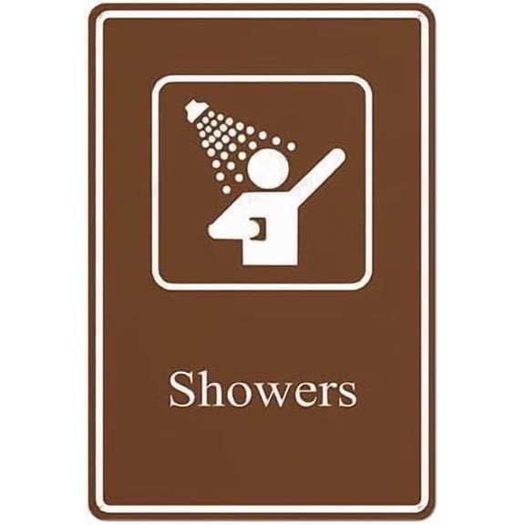 Showers Aluminum Metal Fade Resistant Sign, Shower Area Indicator Plaque For Pool Gym Campground, Facility Sign, 8x12 Inch