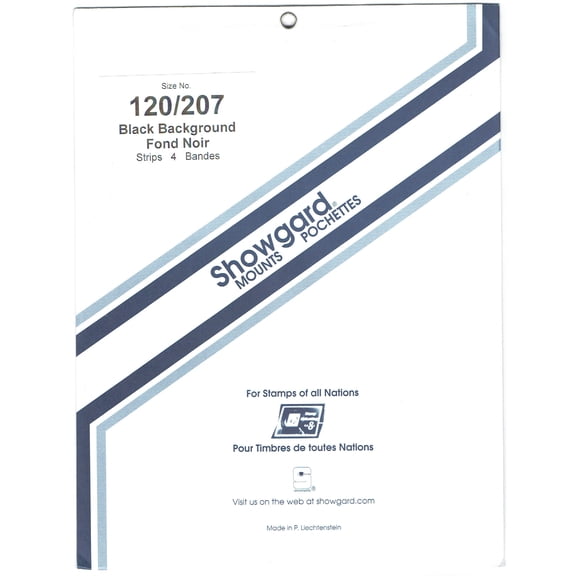 Showgard Stamp Mounts Size 120/207 Strip Black