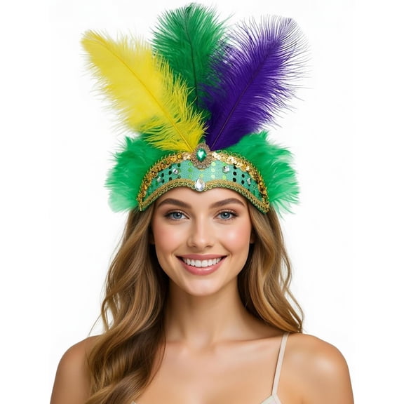Showgirl  Headpiece Carnival Headband Vegas Costume Accessories Rio Mardi Gras Party