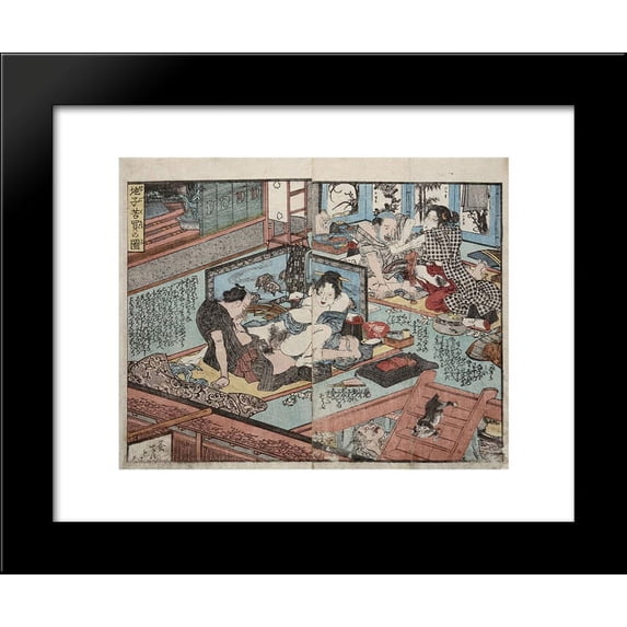 Showing activity on several floors at the same time 20x24 Framed Art Print by Utagawa Kuniyoshi