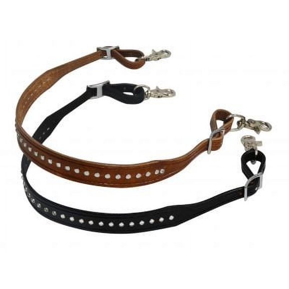 Showman 1 1/4" Wide Leather Wither Strap w/ Crystal Studs (Black)