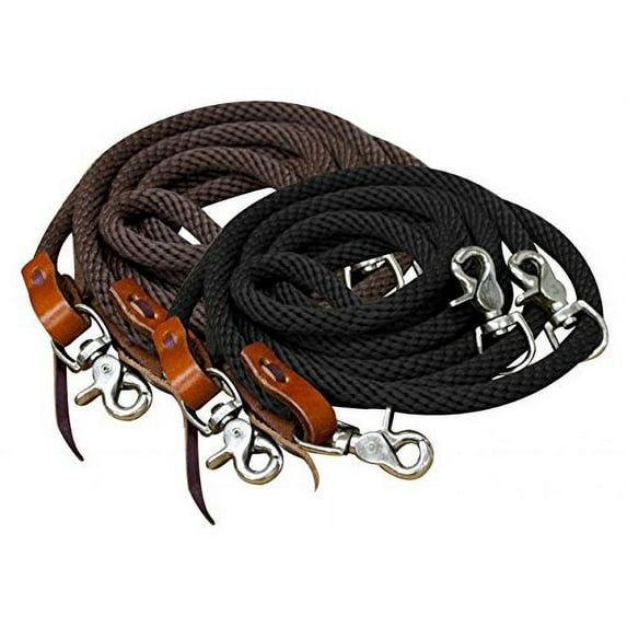 Showman 11' Round Braided Nylon Draw Reins (Black)