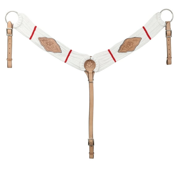 Showman 13 Strand String Breast Collar w/ Floral Tooled Leather