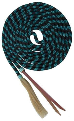 Rênes Mecate Showman 23′ – Nylon, Crin De Cheval Et Popper Cuir