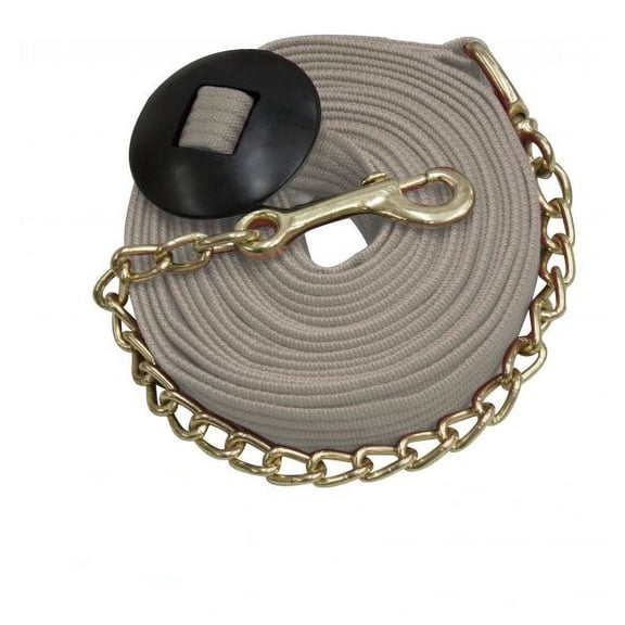 Showman 25' Flat Cotton Web Lunge Line w/ Brass Chain  (Tan)