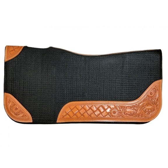 Showman 32" x 31" Black Felt Saddle Pad w/ Tooling