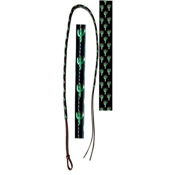 Showman 4' Leather Over & Under Whip w/ Cactus Print Overlay