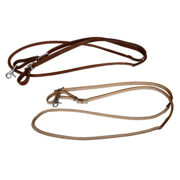 Showman 5/8" x 7' One Piece Leather Rolled Middle Roping Rein w/ Conway Buckles