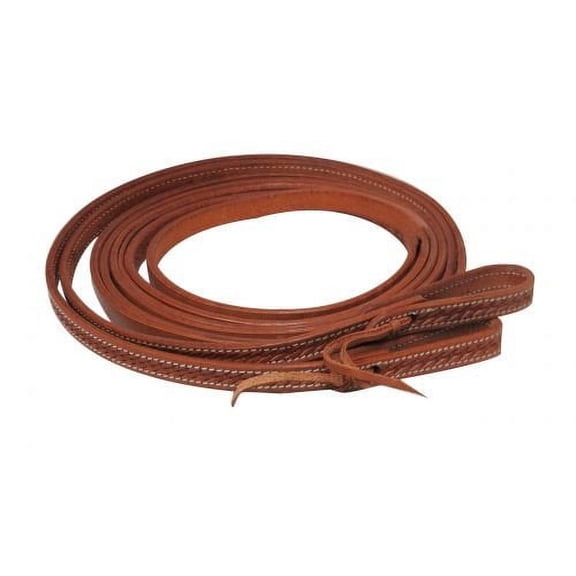 Showman 5/8" x 8' Argentina Cow Leather Basket Weave Tooled Split Reins (Medium)