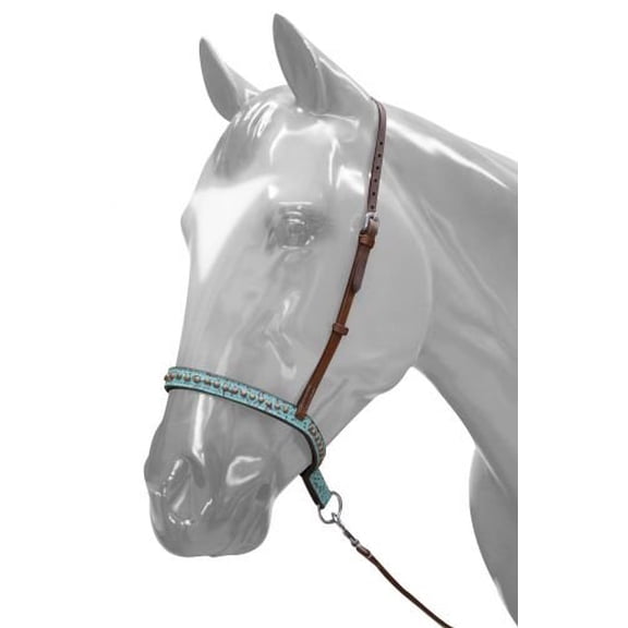 Showman Adjustable Teal Filigree Leather Noseband Tie Down w/ Strap