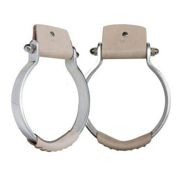 Showman Aluminum Oxbow Stirrups w/ Leather Covered Tread