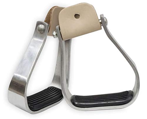 Showman ® Black Aluminum angled stirrups with skull and cross bones.