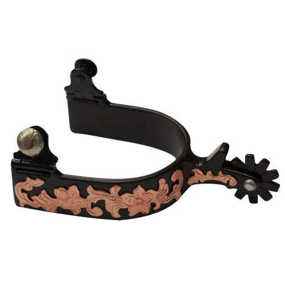Showman Antique Brown Spurs w/ Rose Gold Engraved Overlay