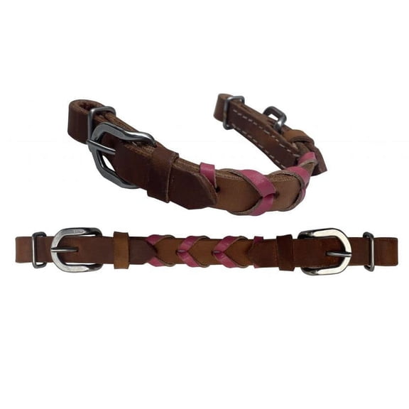 Showman Argentina Cow Leather Braided Color Curb Strap (Pink)