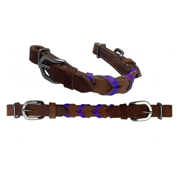 Showman Argentina Cow Leather Braided Color Curb Strap (Purple)