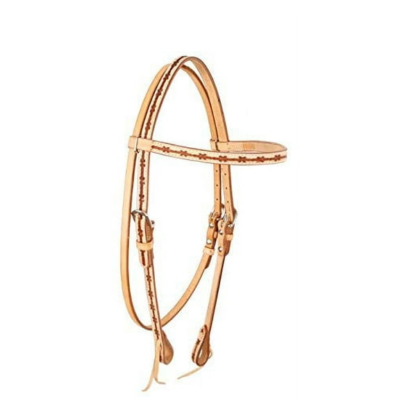 Showman Argentina Cow Leather Browband Headstall w/ Barbwire Tooling