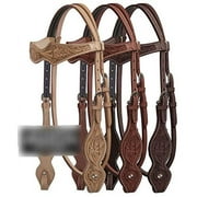 Showman Argentina Cow Leather Browband Headstall w/ Floral Tooling  (Dark)