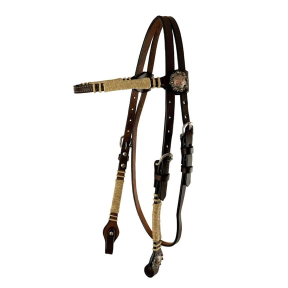 Showman Argentina Cow Leather Browband Headstall w/ Rawhide Accents