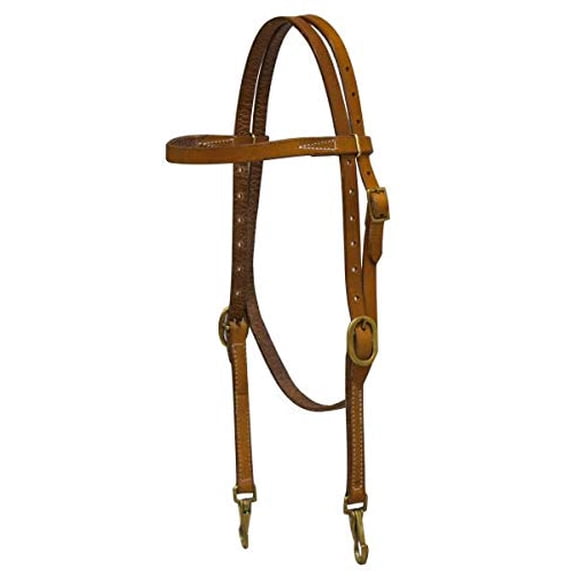 Showman Argentina Cow Leather Browband Headstall w/ Solid Brass Buckles & Bit Snaps