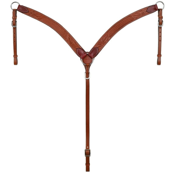 Showman Argentina Cow Leather Floral & Basket Tooled Breast Collar