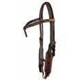 thumbnail image 1 of Showman Argentina Cow Leather Futurity Knot Headstall w/ Floral Tooling & Copper Dots, 1 of 1