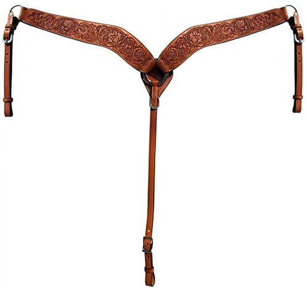NEW! 5001 - Cob to Full Argentina Cow Leather buck stitched breast collar main image 0