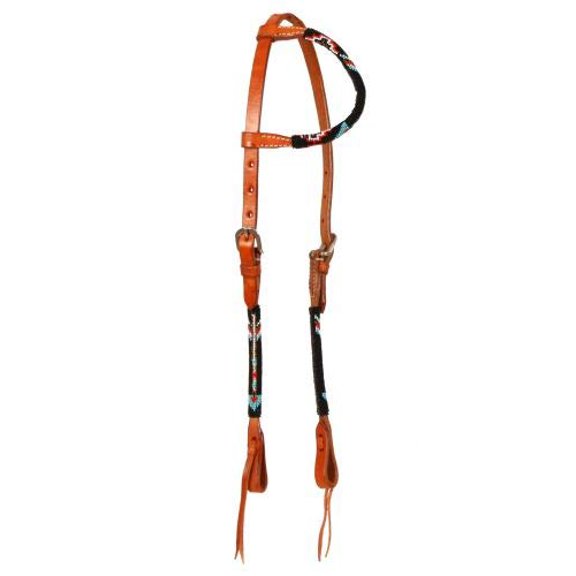 Showman Argentina Leather Single Ear Headstall w/ Beaded Arrow Design