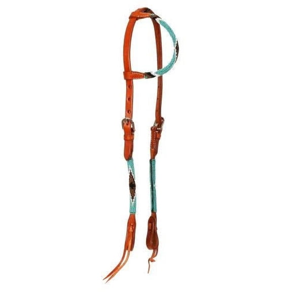Showman Argentina Leather Single Ear Headstall w/ Beaded Southwest Cross Design