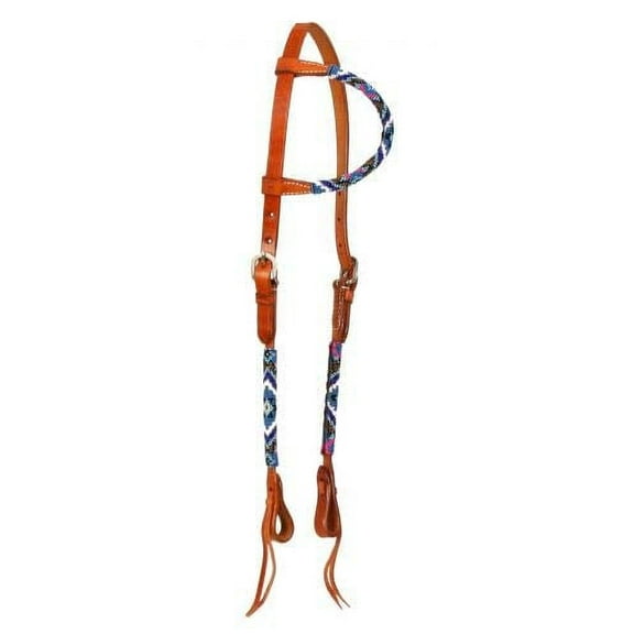 Showman Argentina Leather Single Ear Headstall w/ Beaded Southwest Design