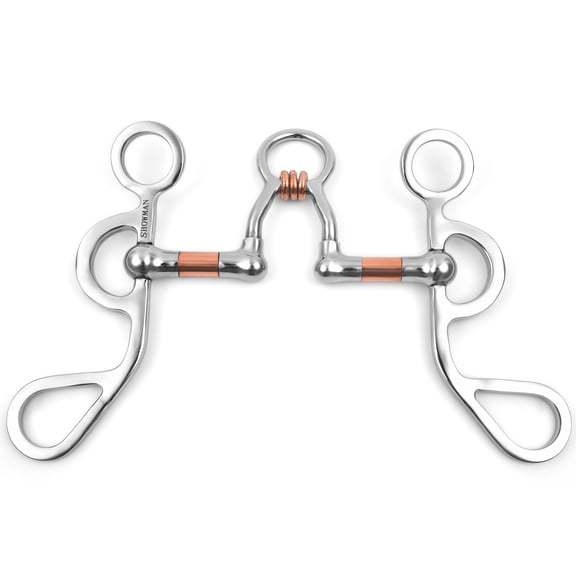 Showman Argentine Shank Bit w/ Copper Wrapped Port Rollers