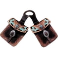 thumbnail image 1 of Showman Basketweave & Leaf Tooled Horn Bag w/ Beaded Inlays & Turquoise Stone Cross Conchos, 1 of 1