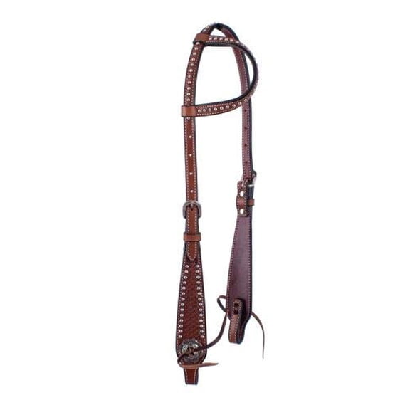 Showman Basketweave Tooled Argentina Cow Leather Single Ear Headstall