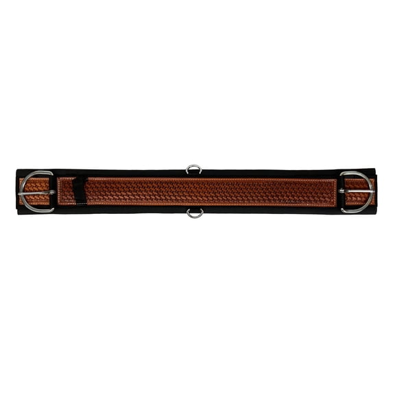 Showman Basketweave Tooled Straight Neoprene Bottom Girth (34")