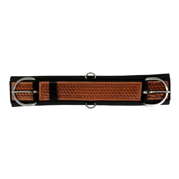 Showman Basketweave Tooled Straight Neoprene Bottom Girth - Pony (16")