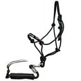 thumbnail image 1 of Showman Beaded Arrow Cowboy Knot Black Rope Halter w/ Lead Rope, 1 of 1