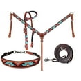 thumbnail image 1 of Showman Beaded Aztec Design 4 Piece Headstall & Breast Collar Set, 1 of 4