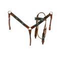 thumbnail image 1 of Showman Beaded Leather Headstall & Breast Collar Set w/ Teal Rawhide Accent, 1 of 1