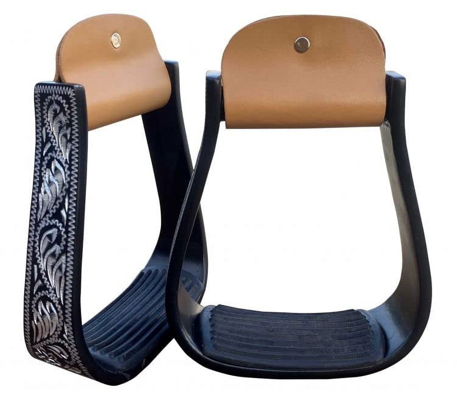 Showman Black Engraved Aluminum Stirrups With Rhinestones - Western Horse Riding Equipment (Pair)