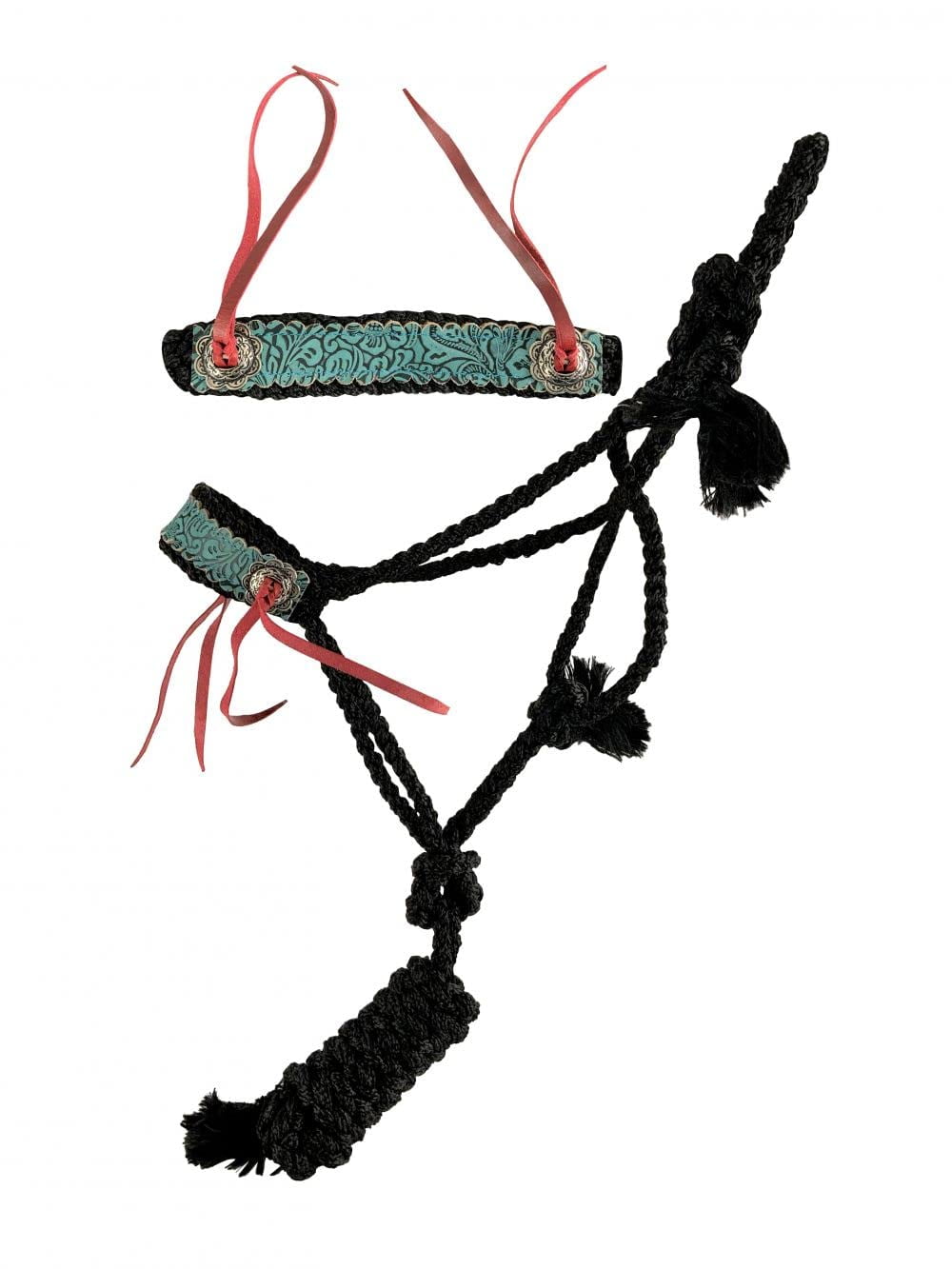 Showman® Woven brown nylon mule tape halter with hair on cowhide noseband. main image 0