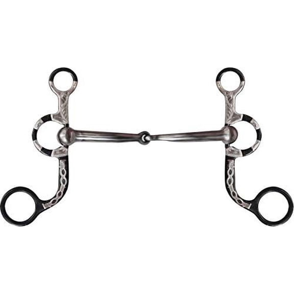 Showman Black Steel Argentine Style Bit w/ Engraved Silver & Barbwire Accents
