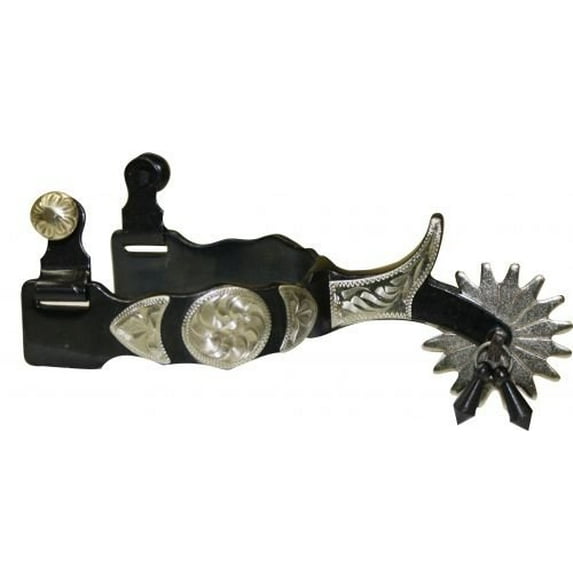 Showman Black Steel Jingle Bob Spurs w/ Silver Engraved Overlays