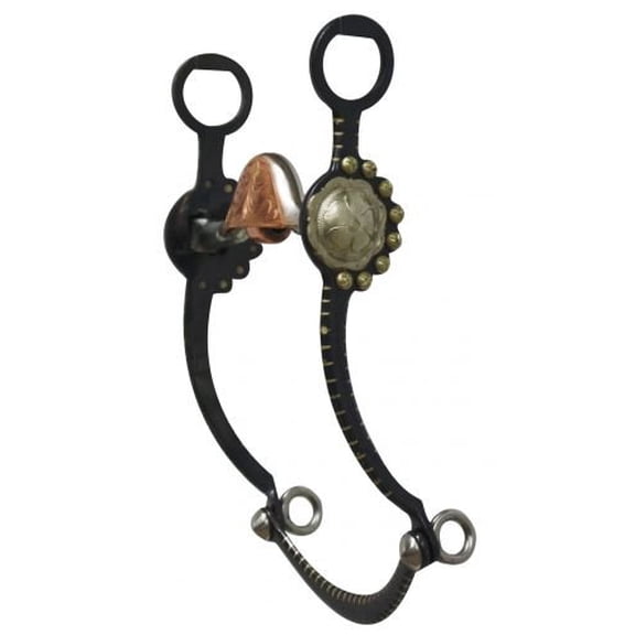 Showman Black Steel Show Bit w/ Silver Inlay & Concho Cheeks