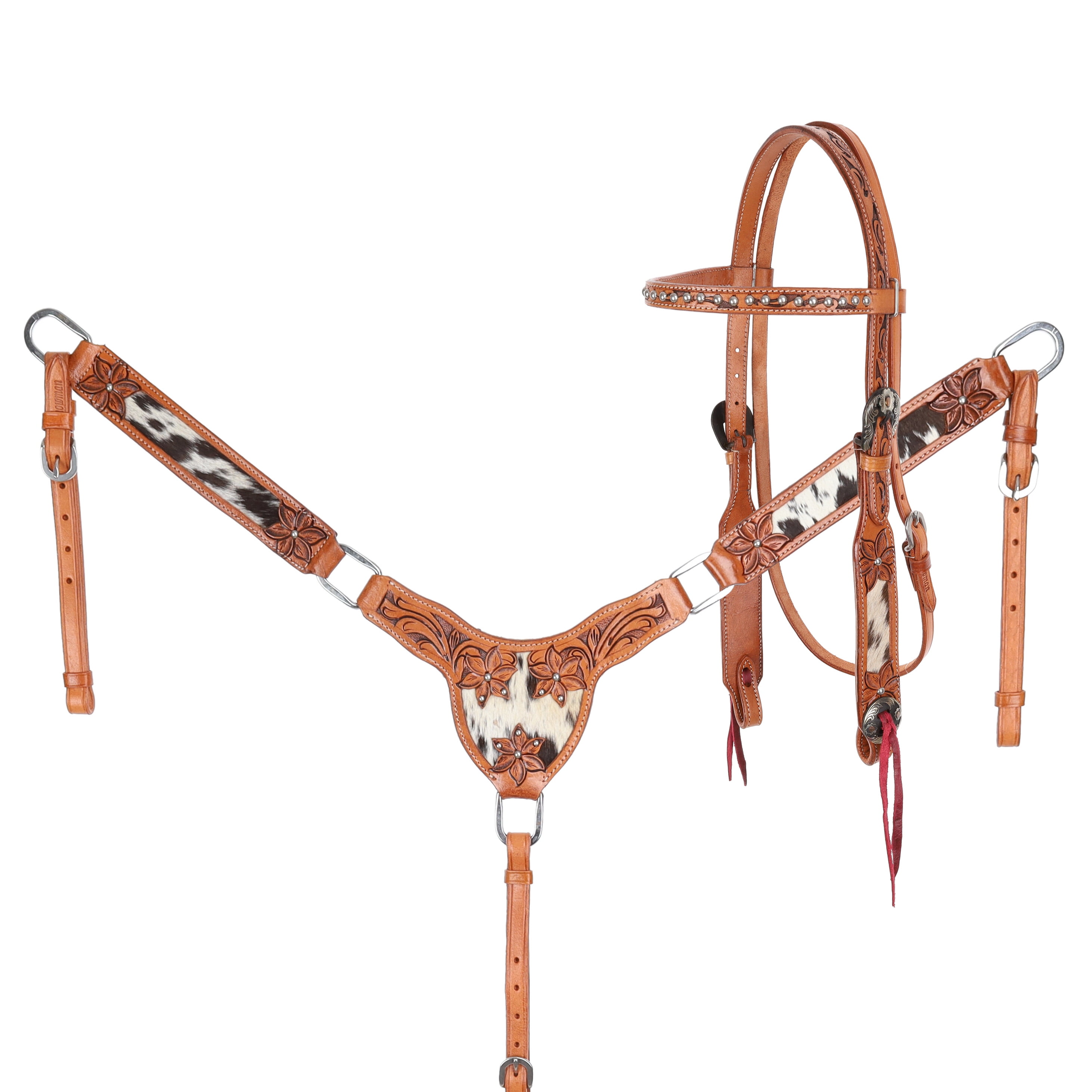 Showman ®  Multi Colored beaded browband headstall and breast collar 4 piece set. main image 0