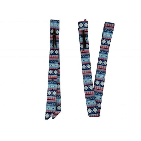Showman Blue Aztec Print Nylon Tie Strap & Off Billet Set