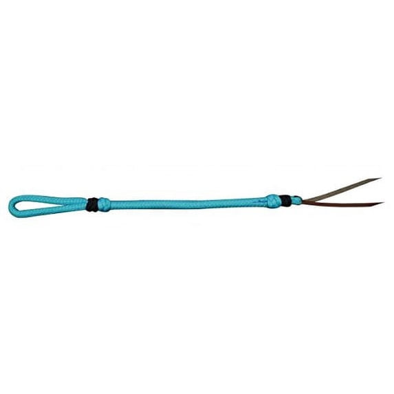 Showman Braided Nylon Quirt Wrist Loop w/ Leather Popper (Teal)