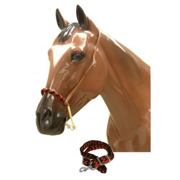 Showman Braided Nylon Rope Noseband Tie Down w/ Strap (Red)
