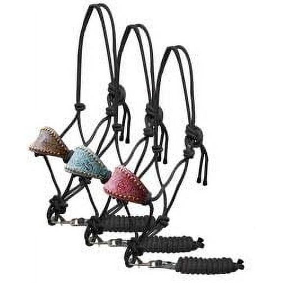 Showman Bronc Style Nylon Rope Halter w/ Filigree Print Noseband (Brown)