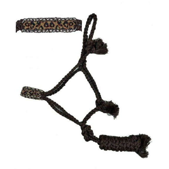 Showman Brown Nylon Mule Tape Halter w/ Beaded Cheetah Noseband