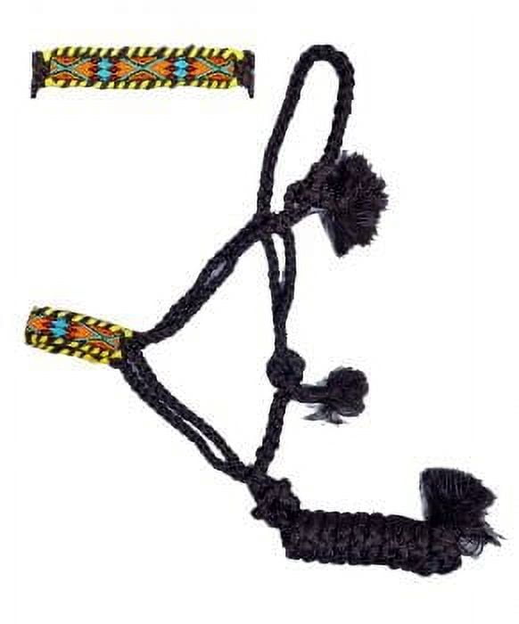 Showman® Woven brown nylon mule  tape  halter  with  brown embossed accent on  the noseband.